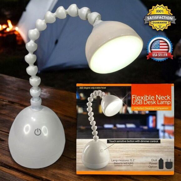 Dimmable LED Touch Desk Lamp, USB or Battery Power, Portable, Adjustable Neck - Picture 1 of 16